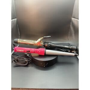 Pro Beauty Tools Curling Iron & ConAir Curling Wand with Hair Accessories - USED